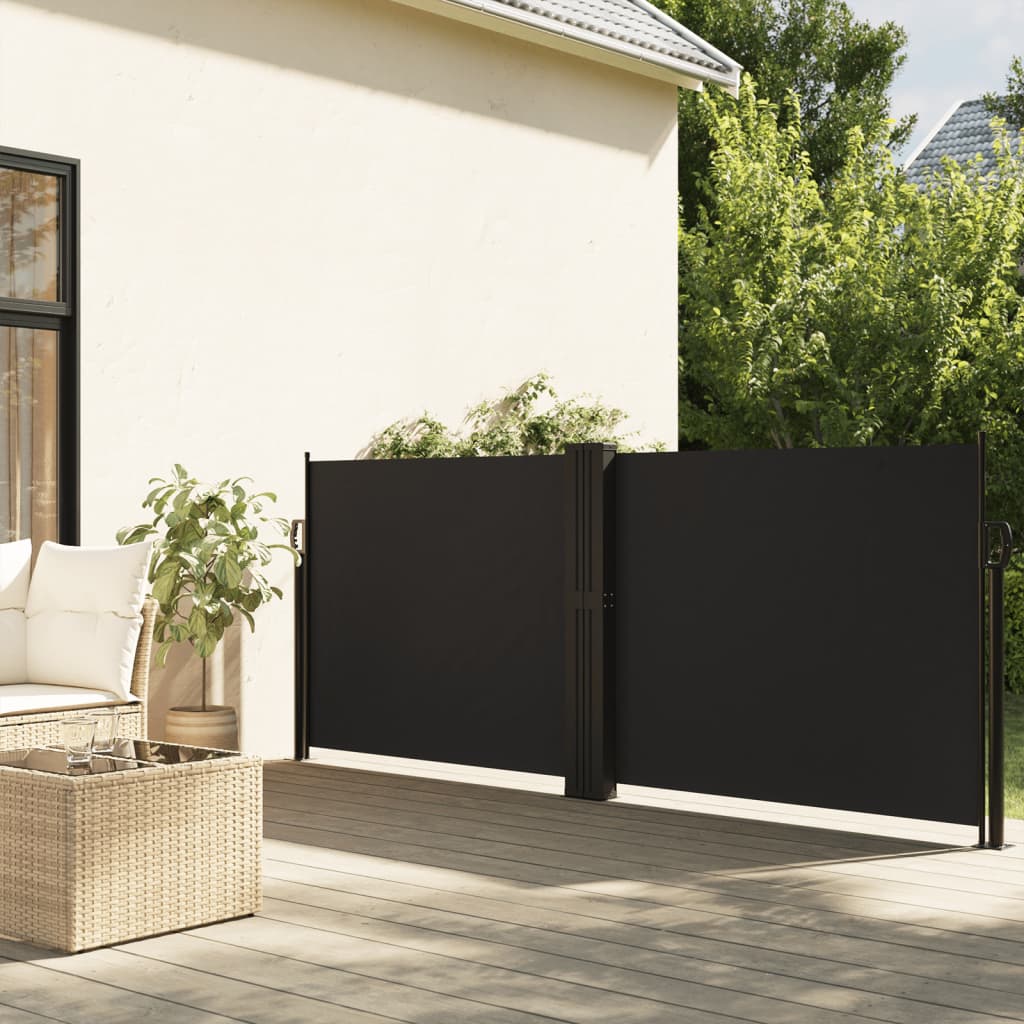 vidaXL Zaťahovacia bočná markíza, čierna 140x600 cm