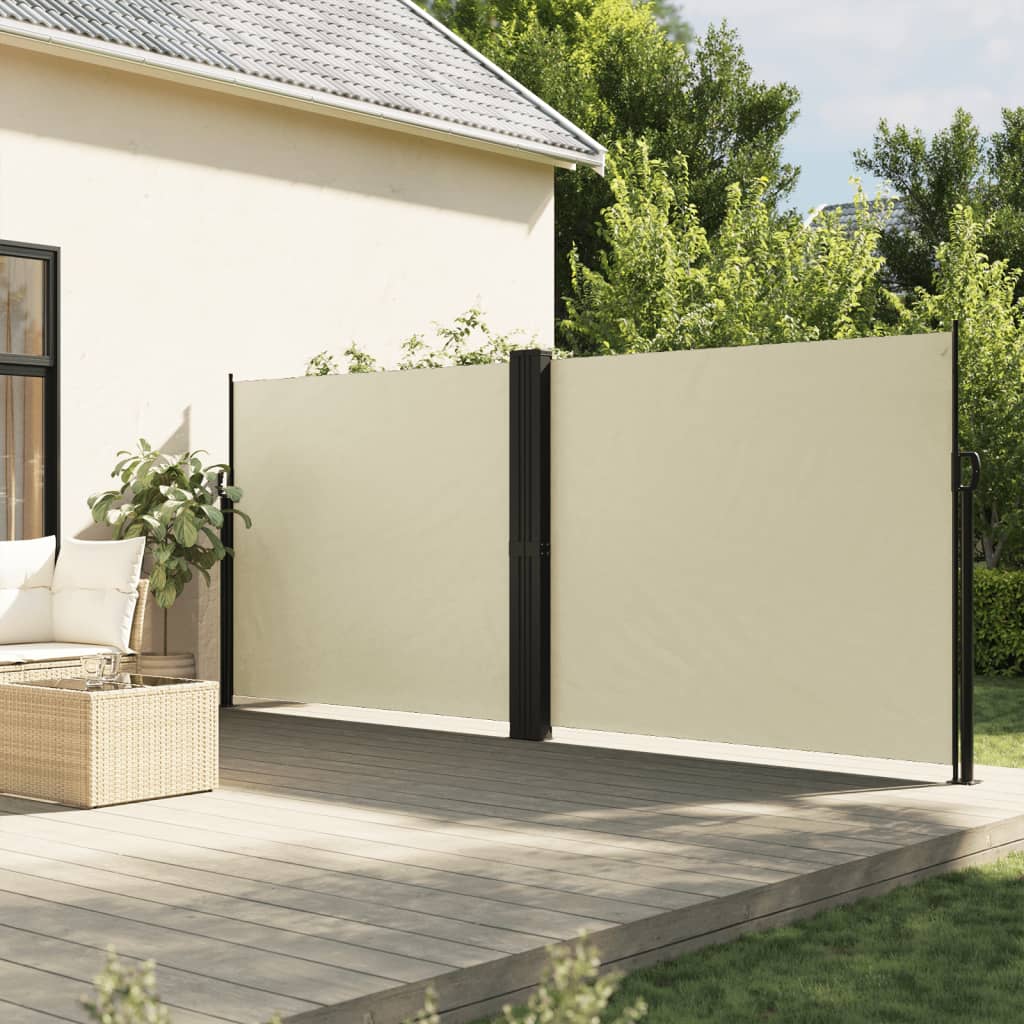 vidaXL Zaťahovacia bočná markíza, krémová 180x600 cm
