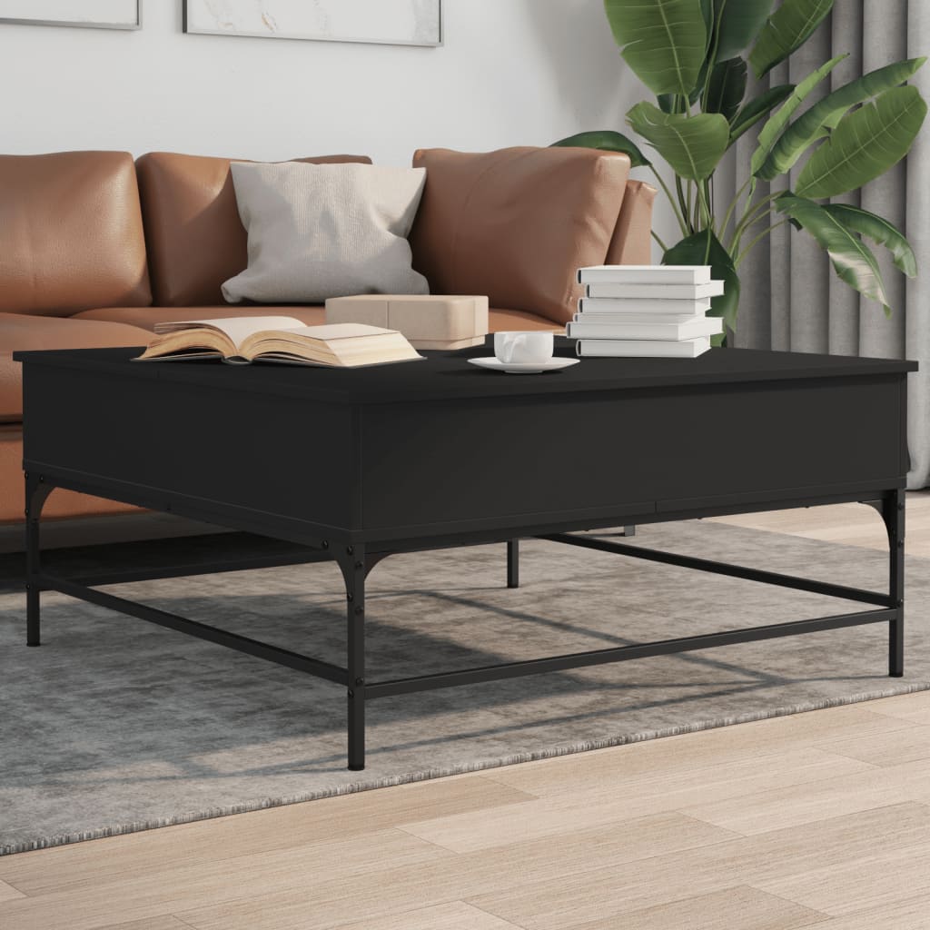 vidaXL Konferenčný stolík, čierny 95x95x45 cm, kompozitné drevo+kov
