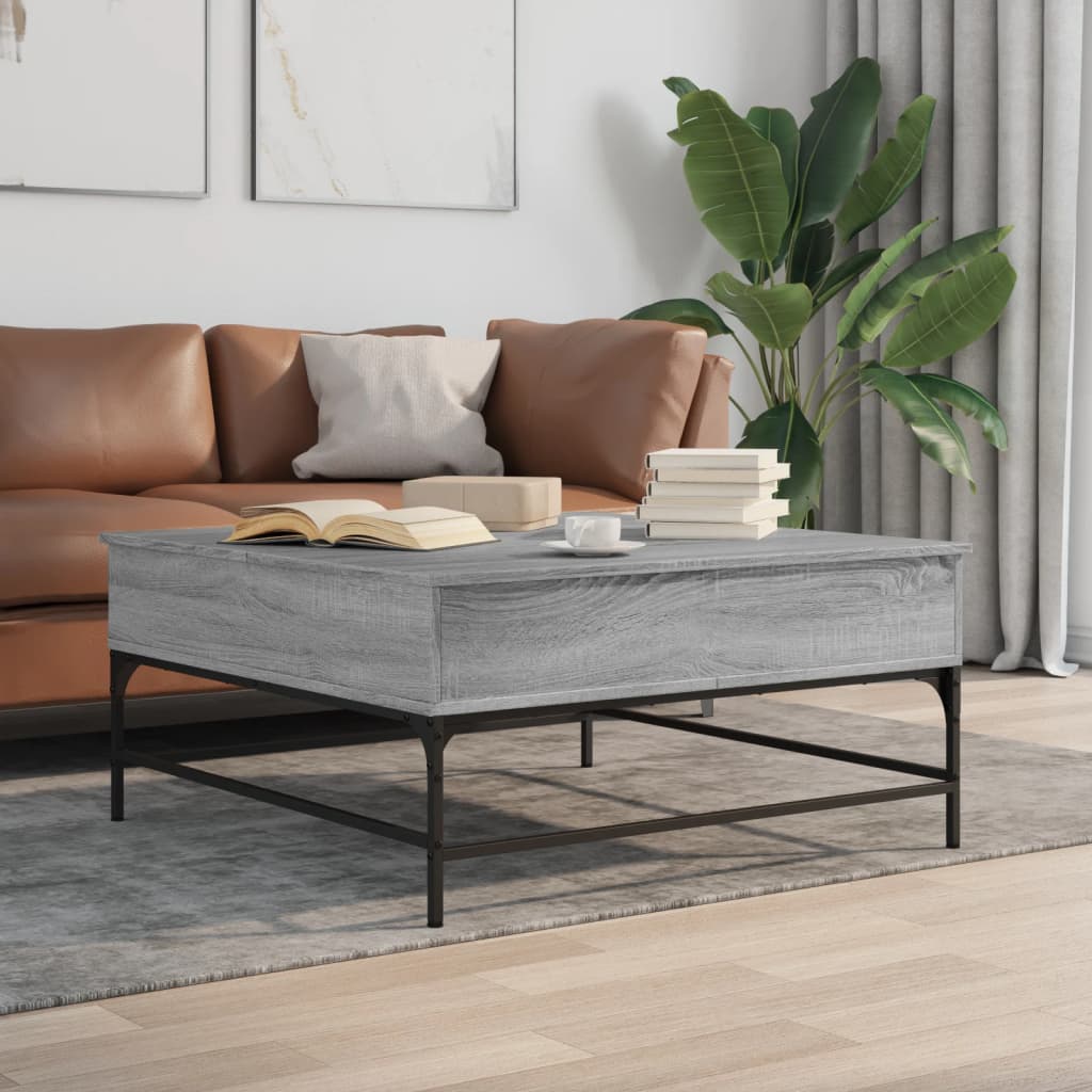 vidaXL Konferenčný stolík, sivá sonoma 95x95x45cm kompozitné drevo+kov