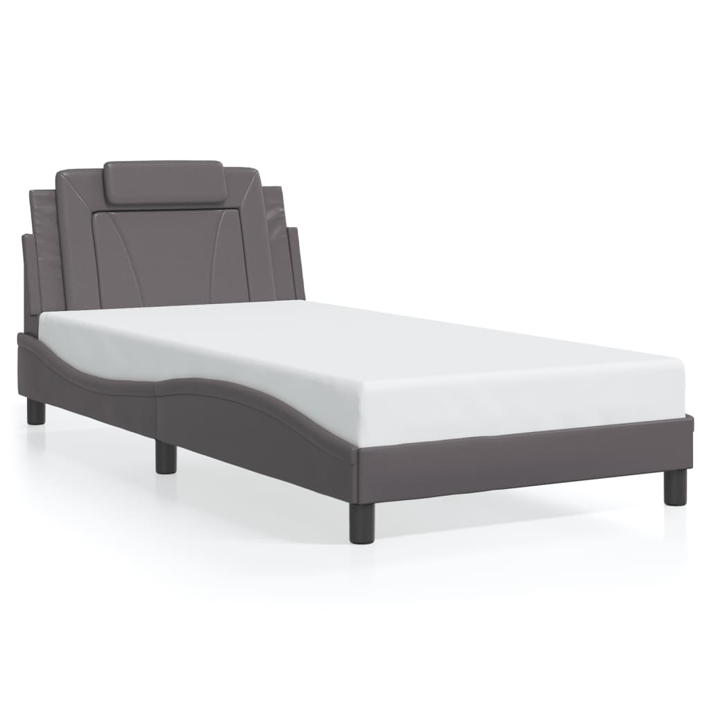 vidaXL Posteľný rám s čelom sivý 100x200 cm umelá koža