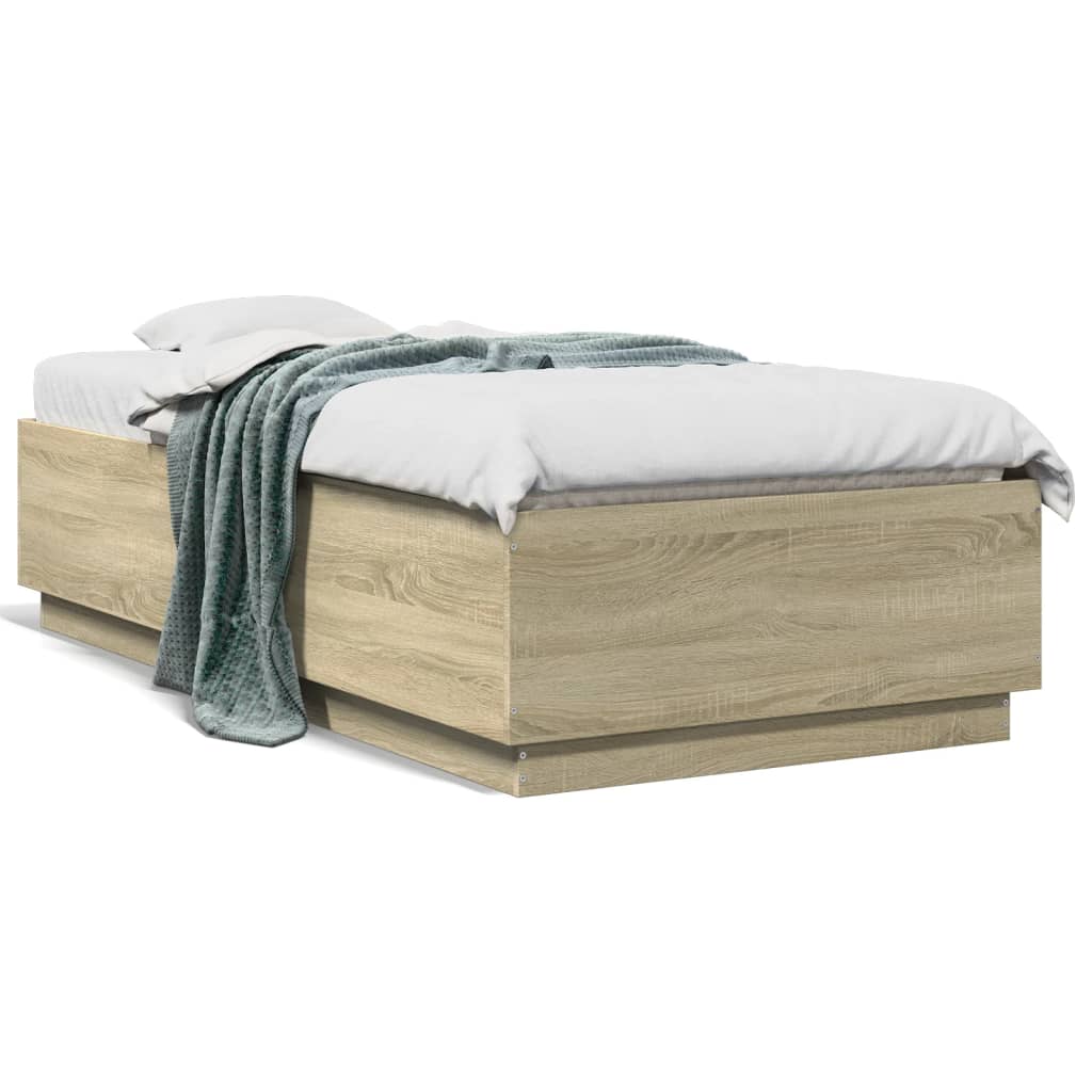 vidaXL Posteľný rám dub sonoma 90x190 cm kompozitné drevo