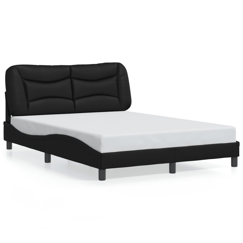 vidaXL Posteľný rám s LED svetlami, čierny 140x190 cm, umelá koža