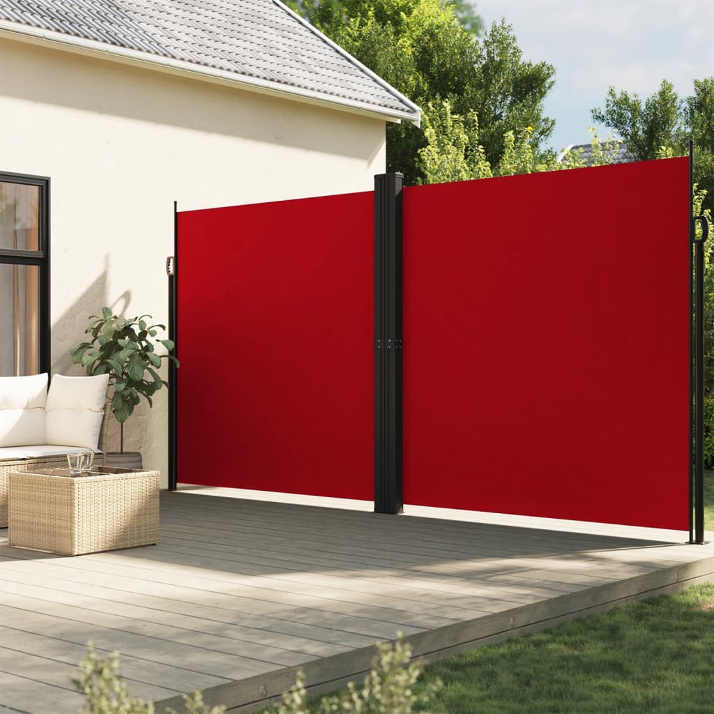 vidaXL Zaťahovacia bočná markíza, červená 200x600 cm
