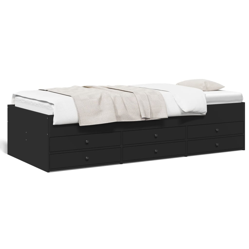 vidaXL Denná posteľ so zásuvkami čierna 75x190 cm kompozitné drevo