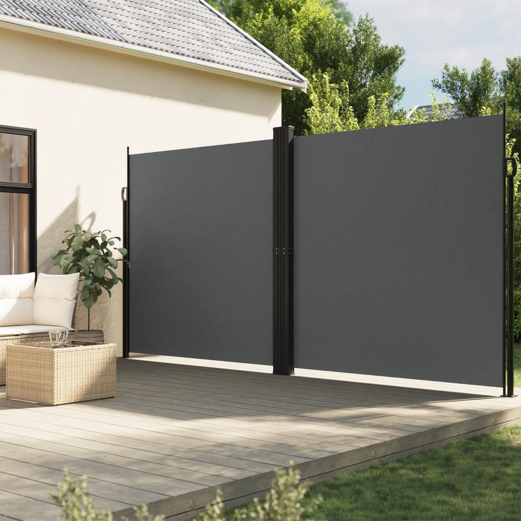 vidaXL Zaťahovacia bočná markíza, antracitová 200x1000 cm