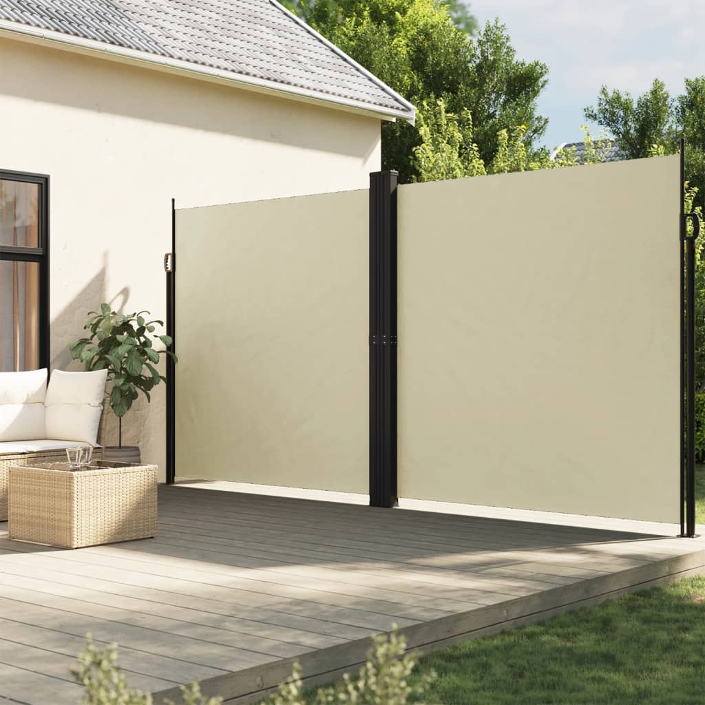 vidaXL Zaťahovacia bočná markíza, krémová 200x1000 cm