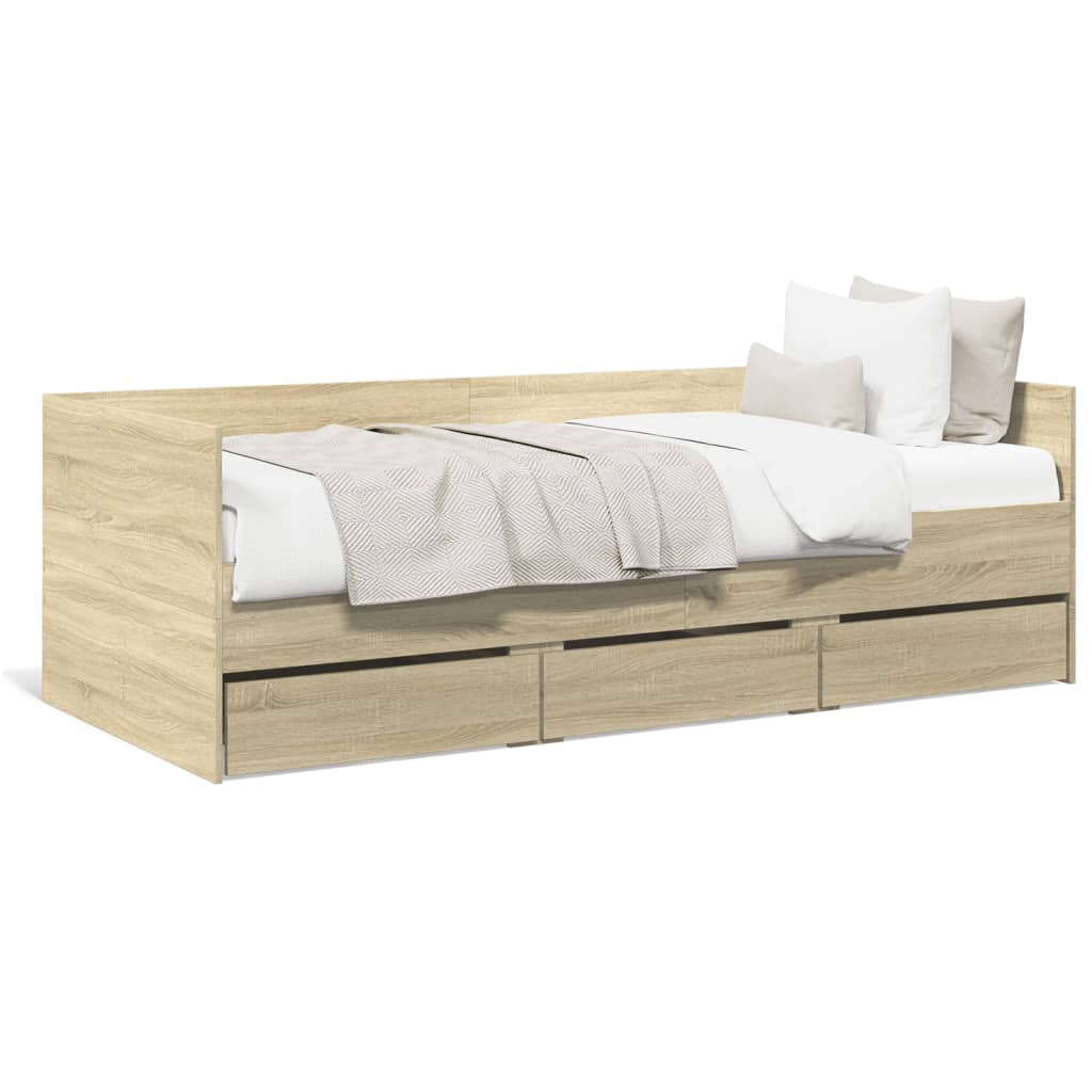 vidaXL Denná posteľ so zásuvkami dub sonoma 90x200 cm kompozitné drevo