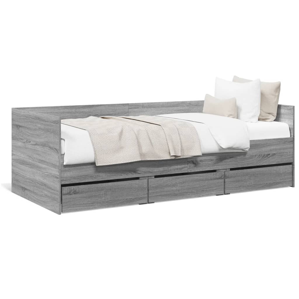 vidaXL Denná posteľ so zásuvkami sivá sonoma 75x190 cm kompozit. drevo