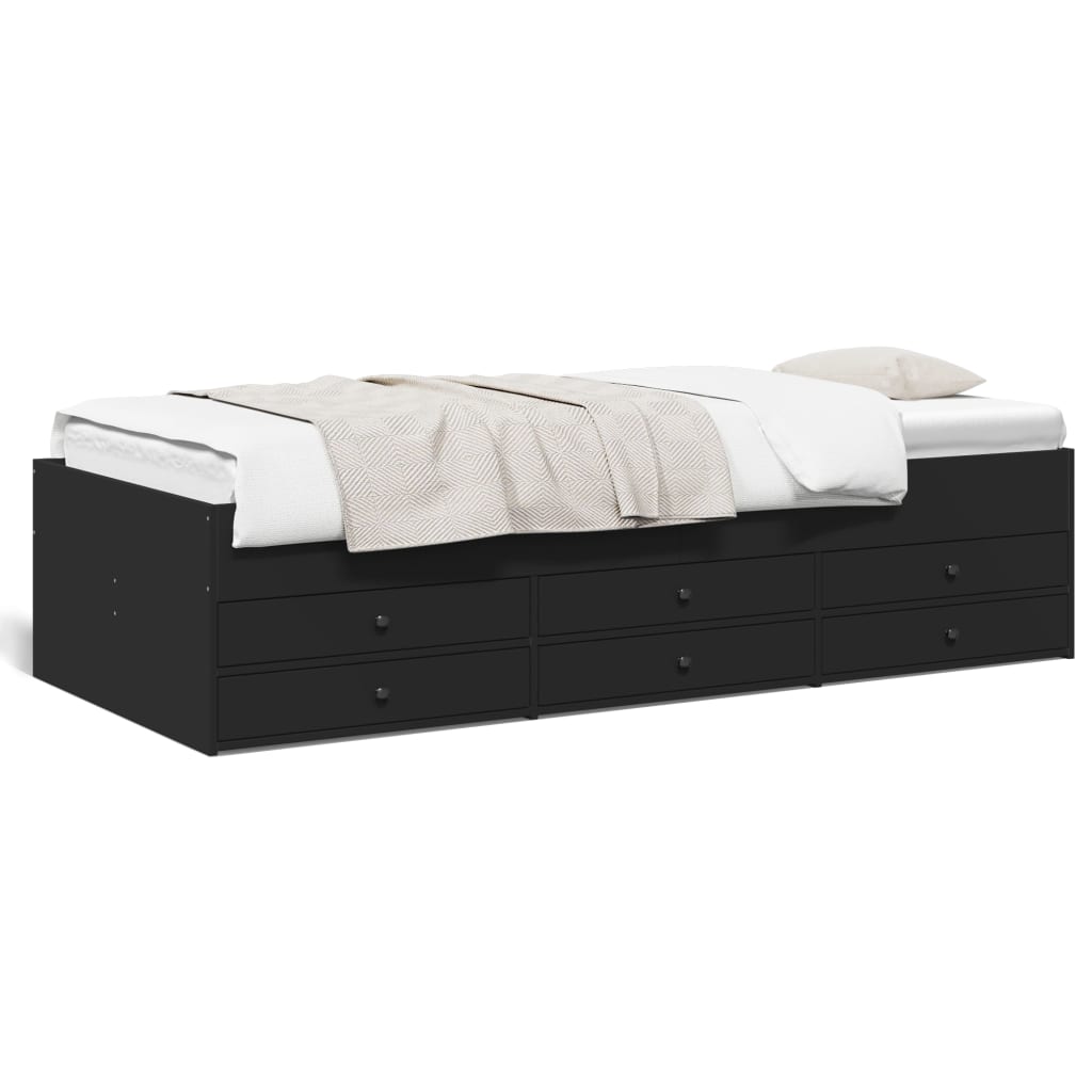 vidaXL Denná posteľ so zásuvkami čierna 90x190 cm kompozitné drevo