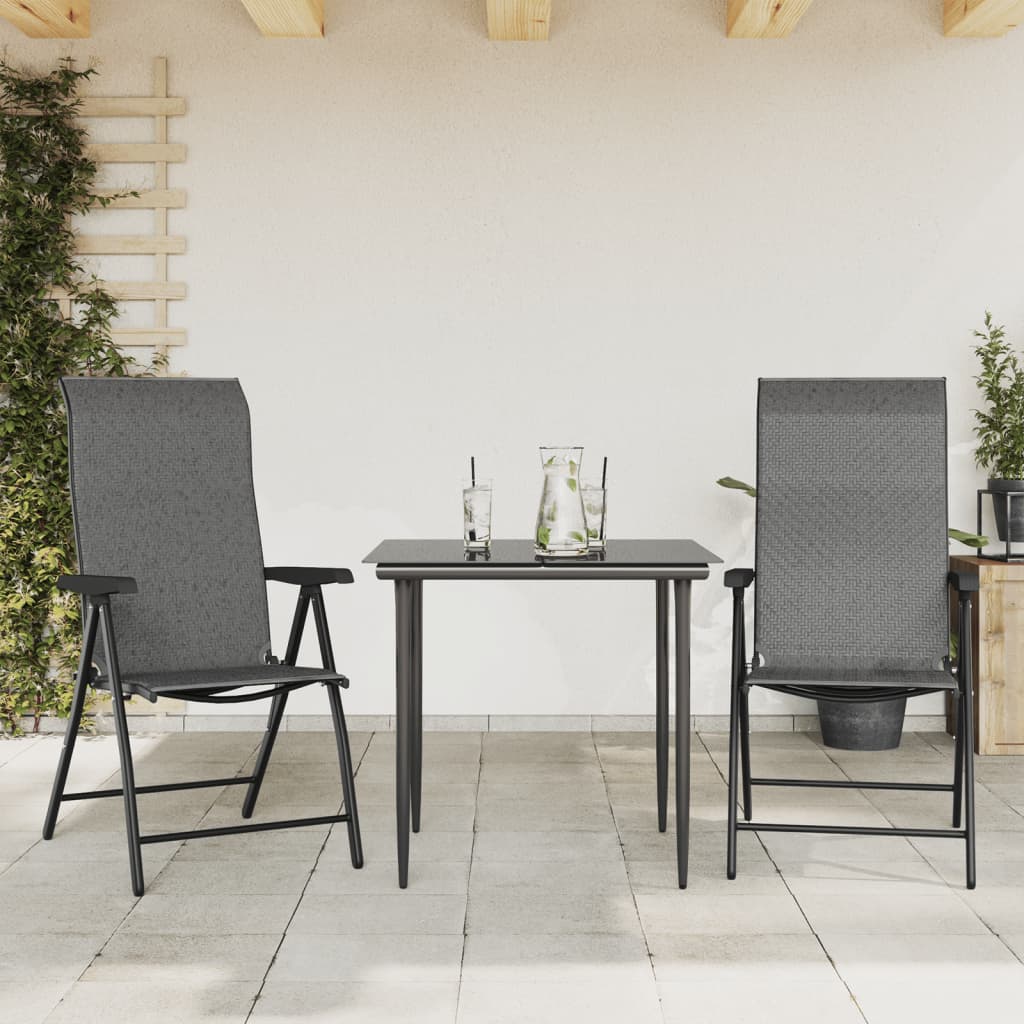 vidaXL Skladacie záhradné stoličky 2 ks sivé polyrattan