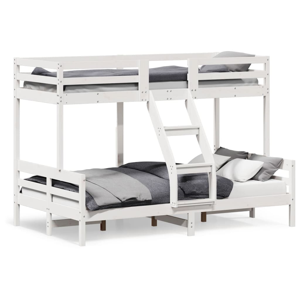 vidaXL Poschodová posteľ 80x200/120x200 cm biela masívna borovica