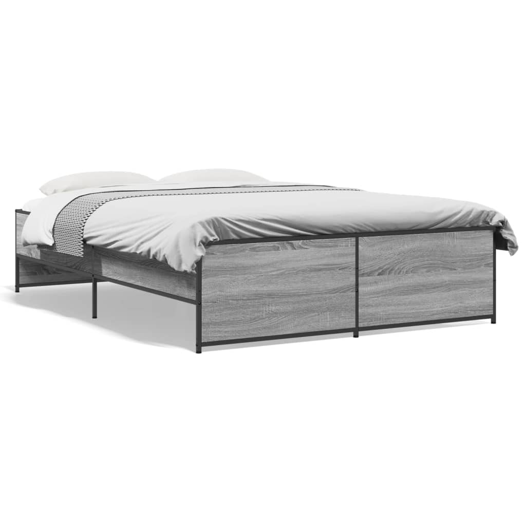 vidaXL Posteľný rám sivý sonoma 135x190 cm kompozitné drevo a kov