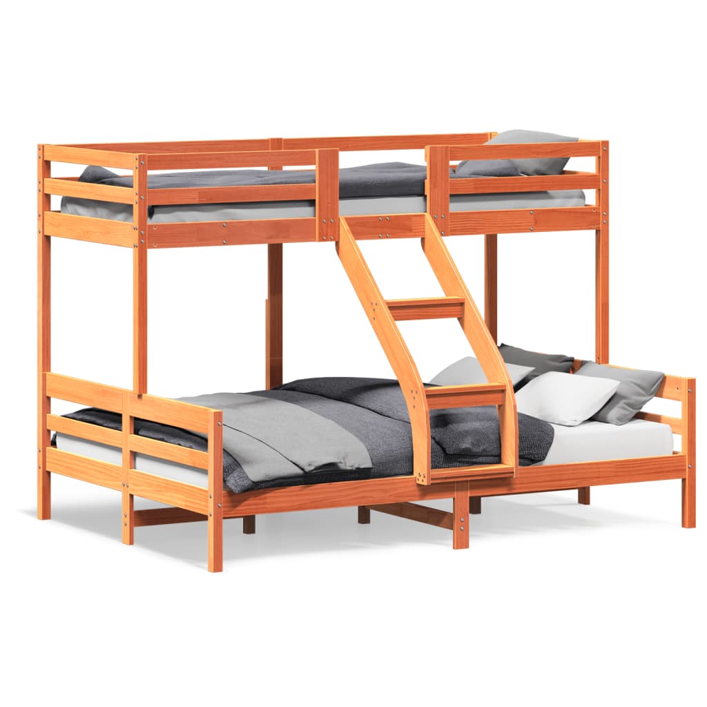 vidaXL Poschodová posteľ 80x200/140x200 cm voskovohnedá masív.borovica