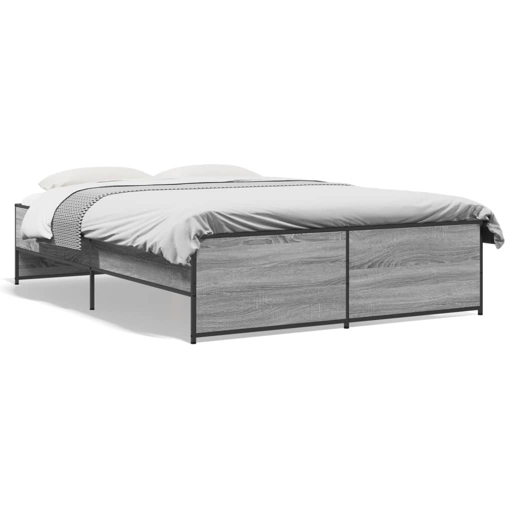 vidaXL Posteľný rám sivý sonoma 140x190 cm kompozitné drevo a kov