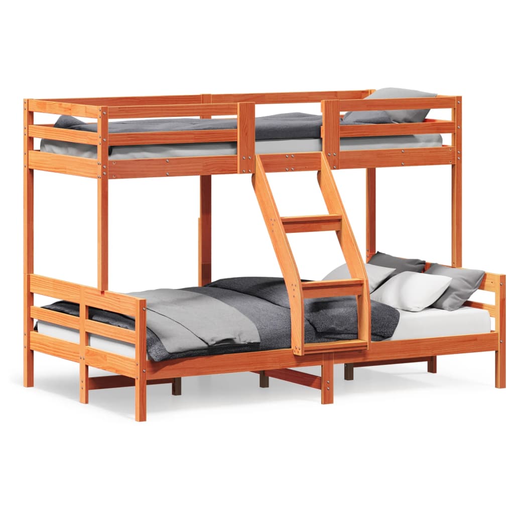 vidaXL Poschodová posteľ 80x200/120x200 cm voskovohnedá masív.borovica