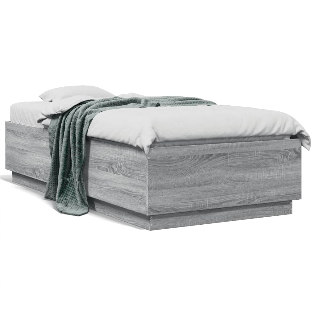 vidaXL Posteľný rám sivý dub sonoma 75x190 cm kompozitné drevo