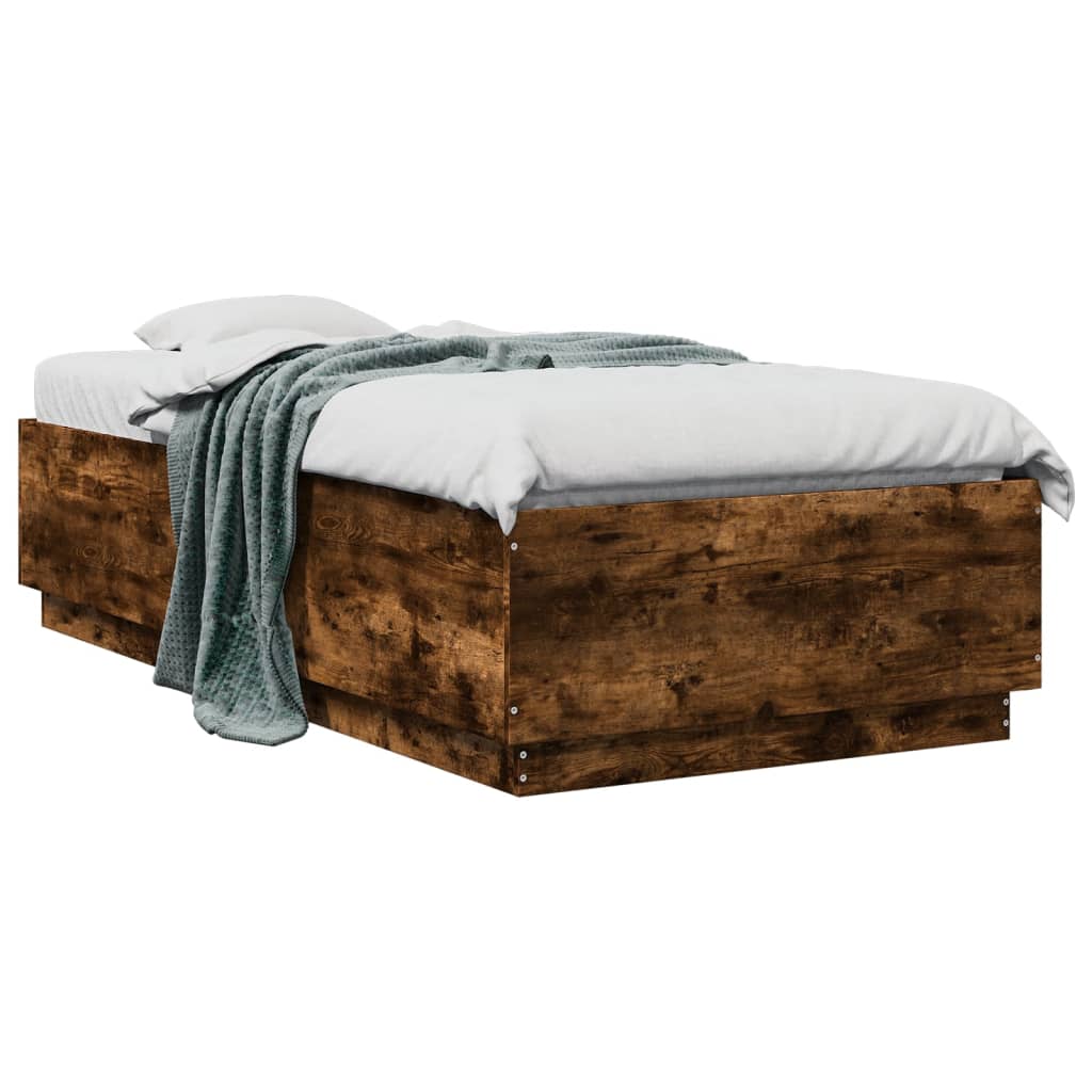vidaXL Posteľný rám dymový dub 75x190 cm kompozitné drevo