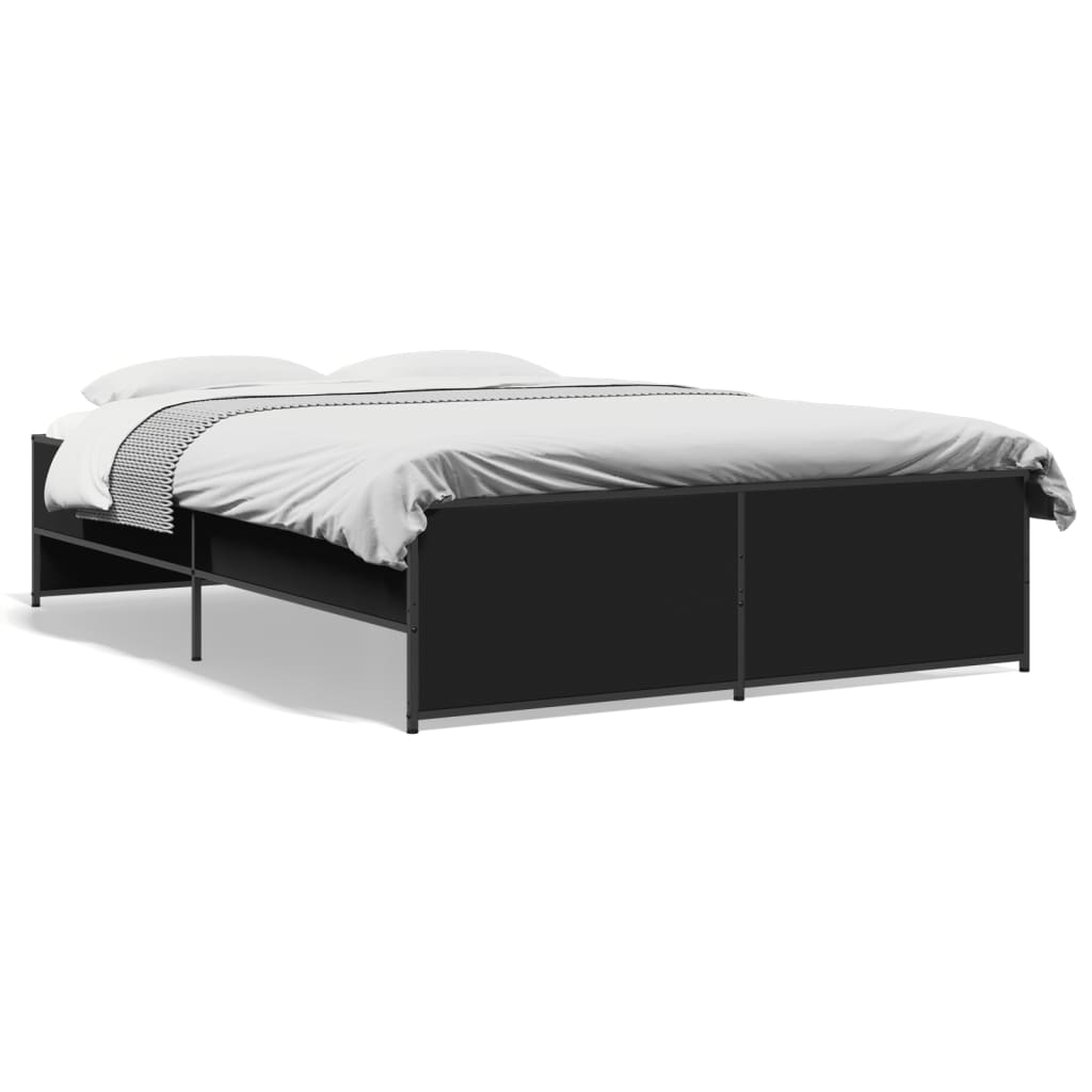vidaXL Posteľný rám čierny 140x190 cm kompozitné drevo a kov
