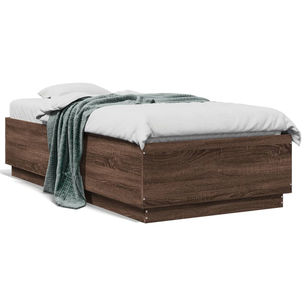 vidaXL Posteľný rám hnedý dub 90x190 cm kompozitné drevo
