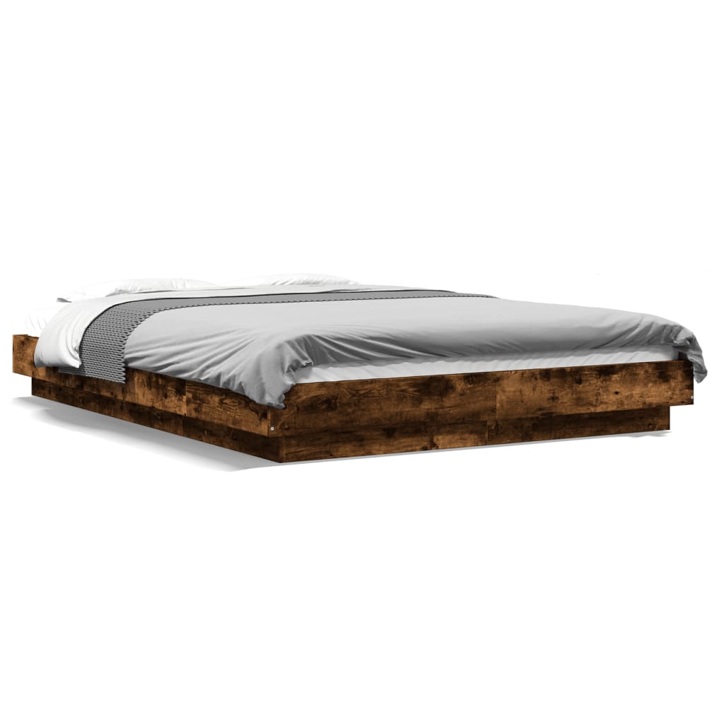 vidaXL Posteľný rám dymový dub 135x190 cm kompozitné drevo