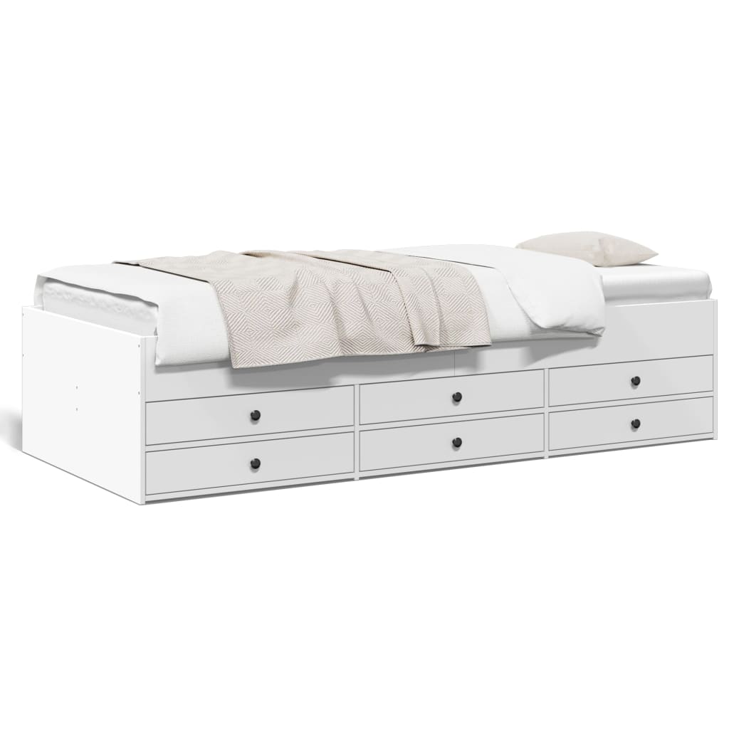 vidaXL Denná posteľ so zásuvkami biela 90x200 cm kompozitné drevo