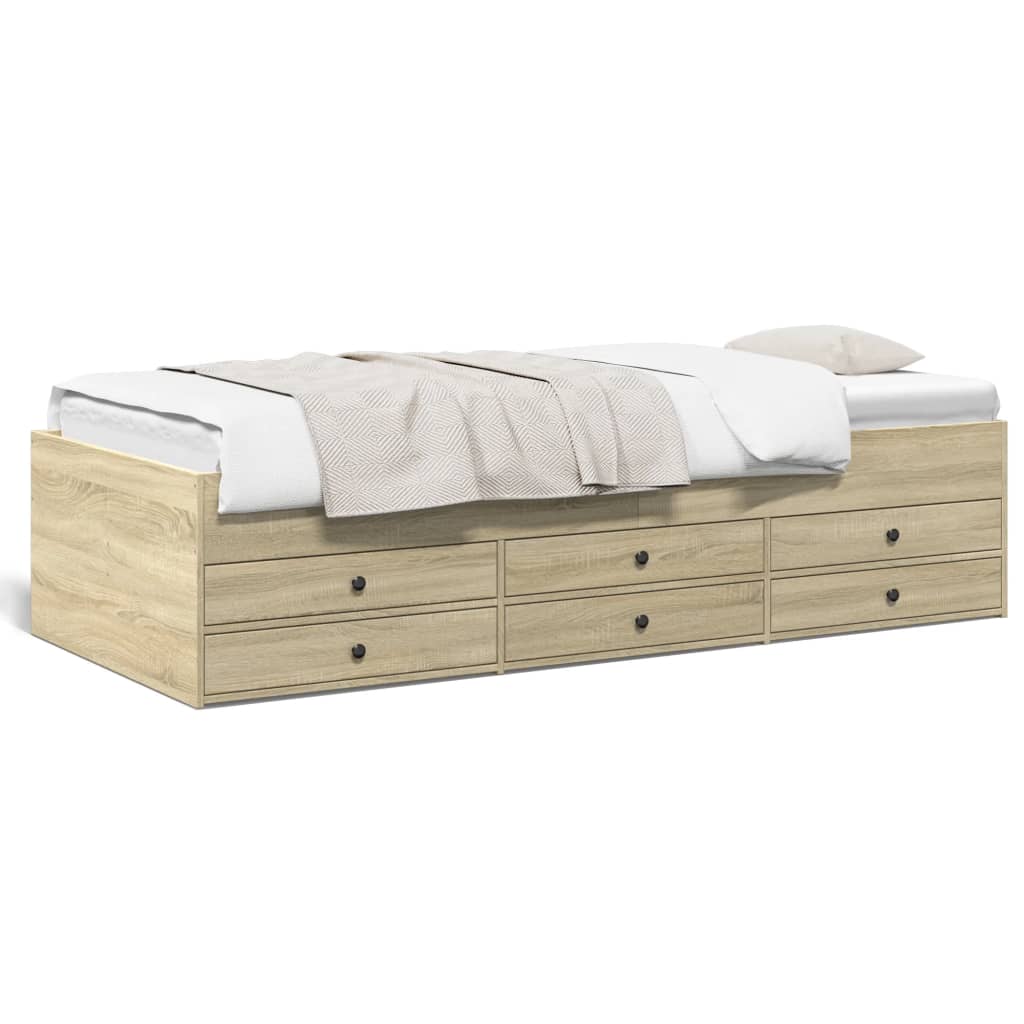 vidaXL Denná posteľ so zásuvkami dub sonoma 90x200 cm kompozitné drevo