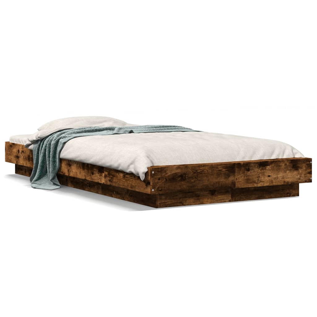 vidaXL Posteľný rám dymový dub 75x190 cm kompozitné drevo