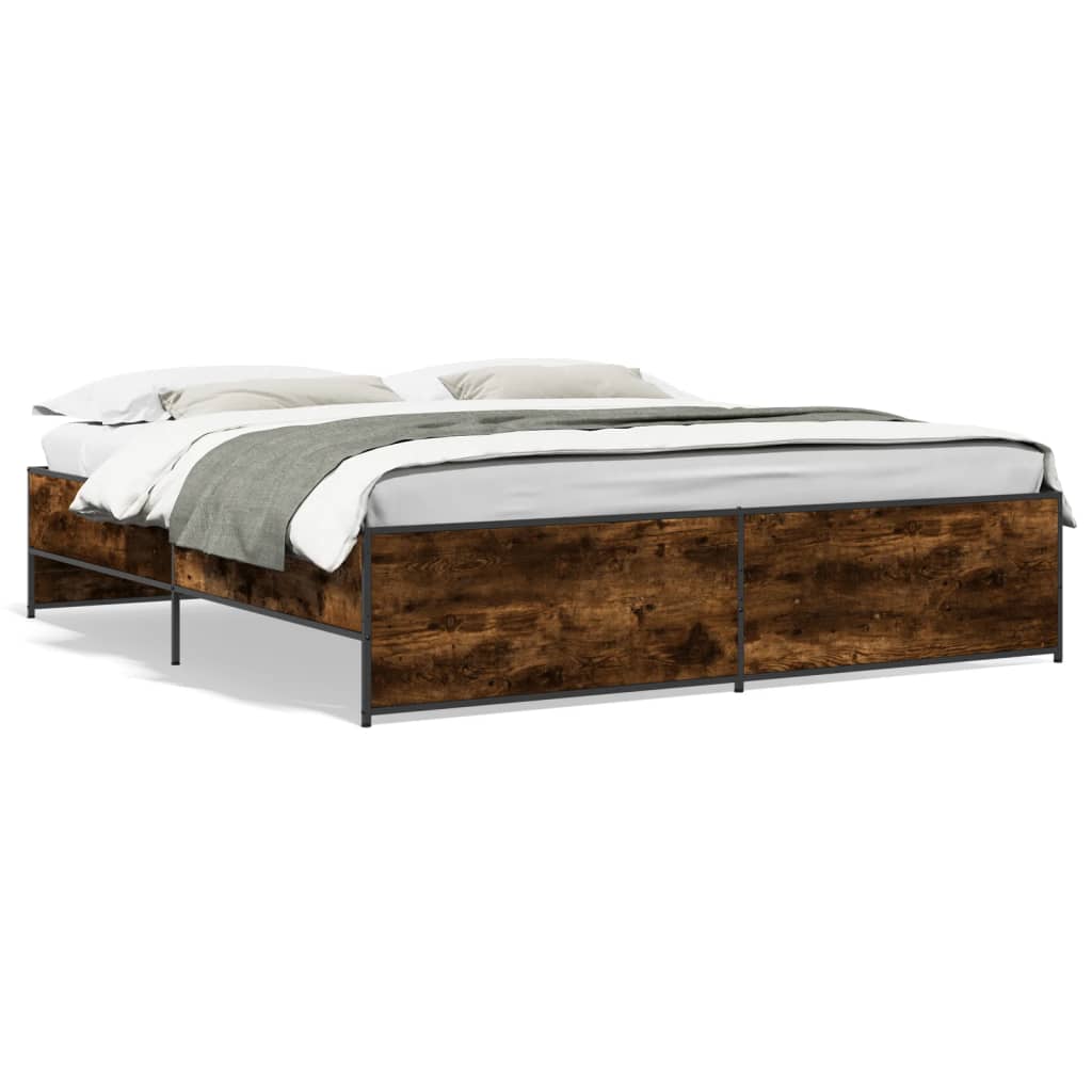 vidaXL Posteľný rám dymový dub 180x200 cm kompozitné drevo a kov