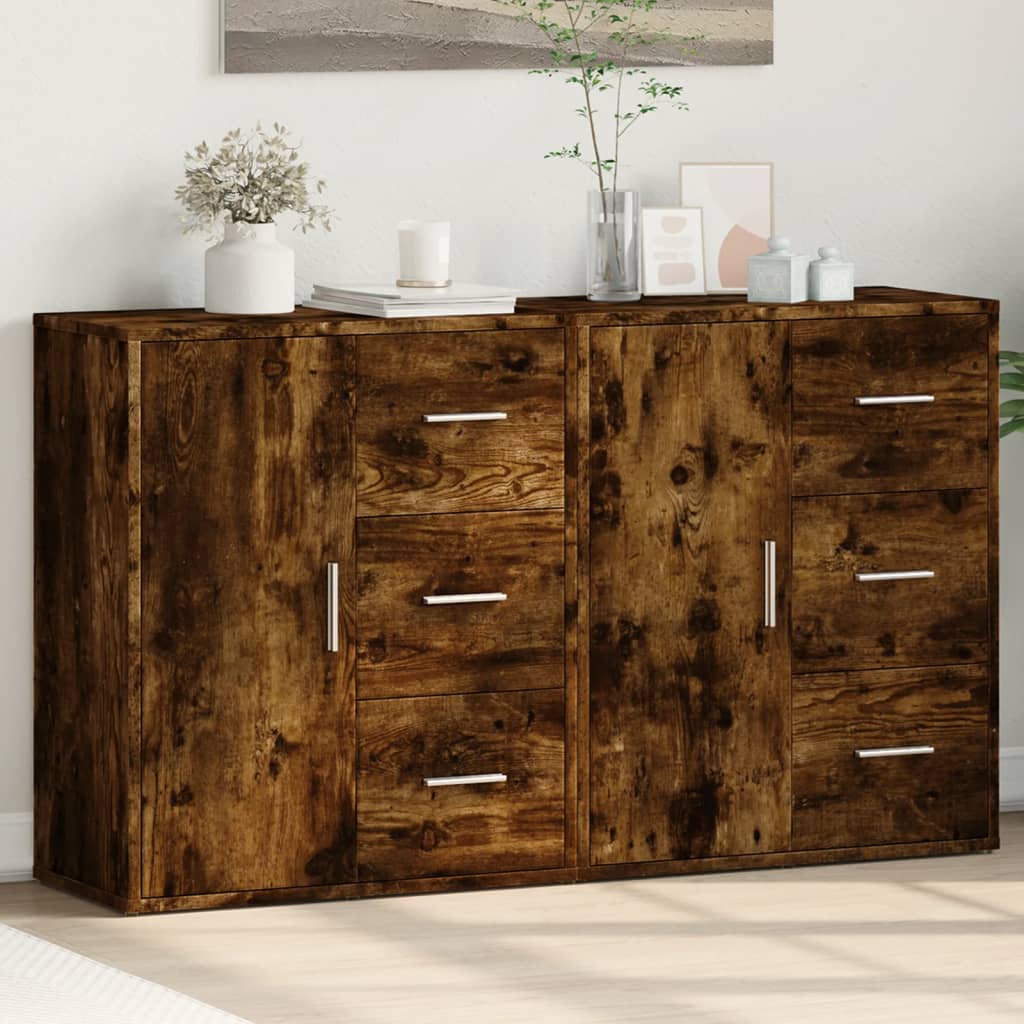 vidaXL Komody 2 ks dymový dub 60x31x70 cm kompozitné drevo