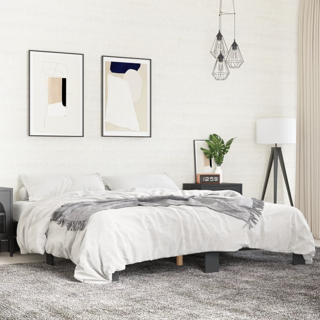 vidaXL Posteľný rám čierny 160x200 cm kompozitné drevo a kov
