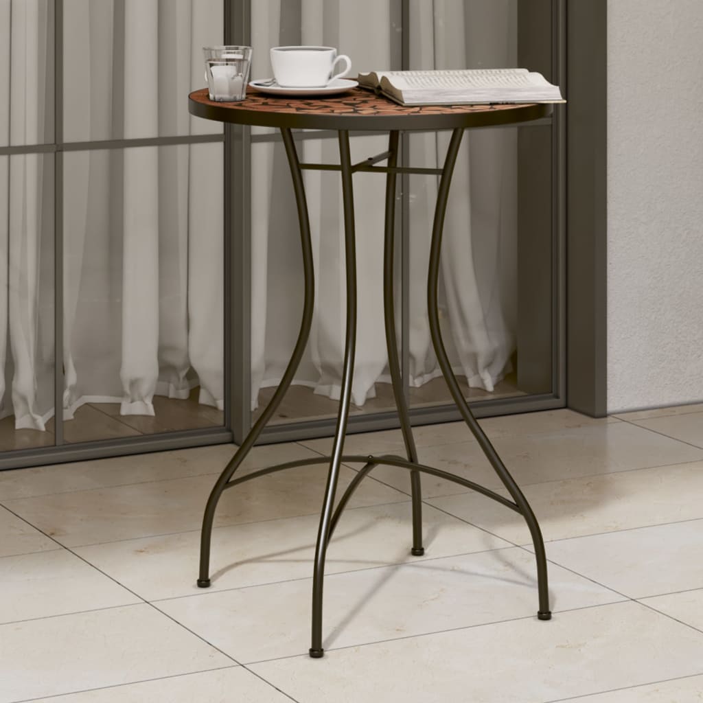 vidaXL Mozaikový bistro stolík, tehlová farba Ø50x70 cm, keramika