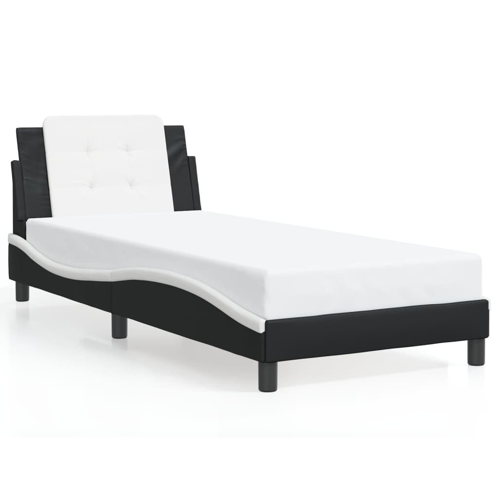 vidaXL Posteľný rám s čelom čierno-biely 80x200 cm umelá koža