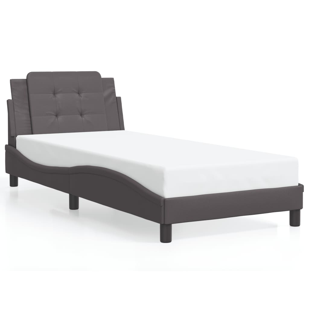 vidaXL Posteľný rám s čelom sivý 100x200 cm umelá koža