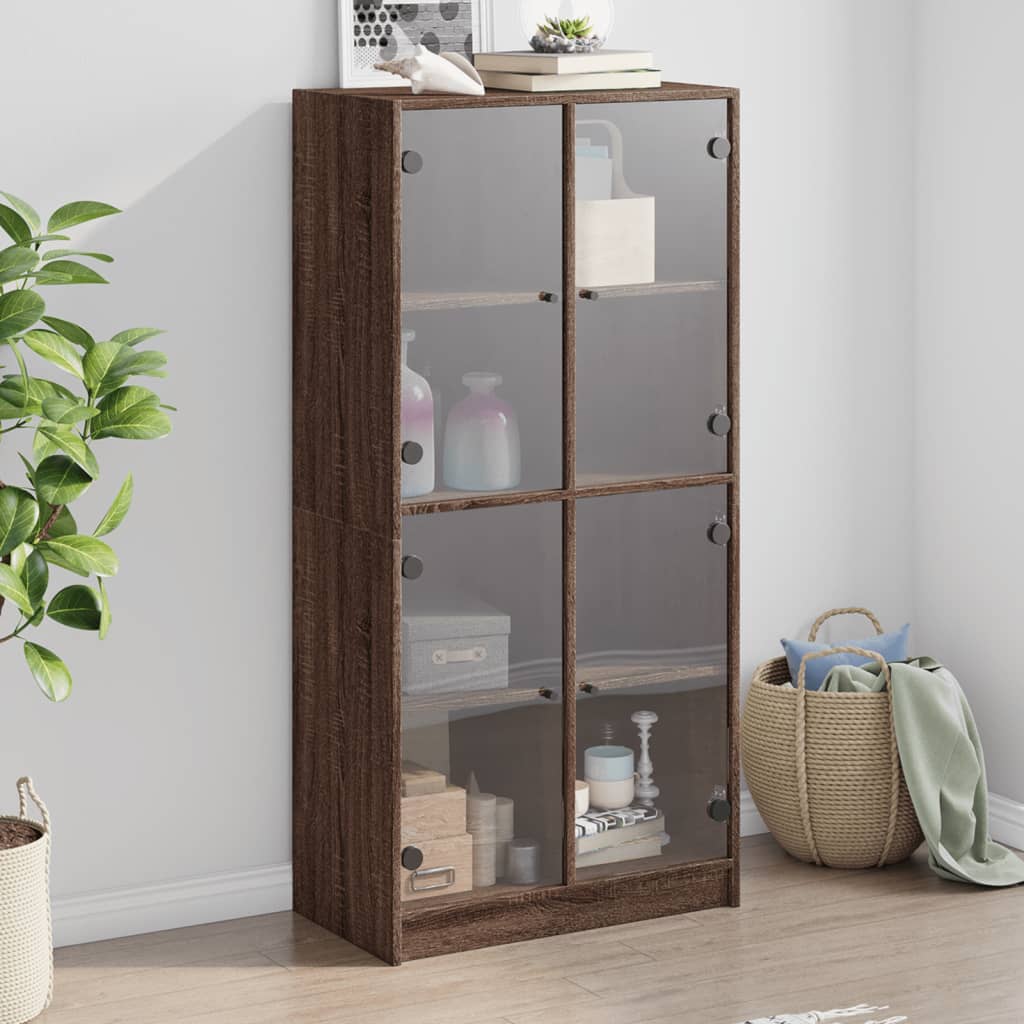 vidaXL Vysoká skrinka s dvierkami hnedý dub 68x37x142 cm kompoz. drevo