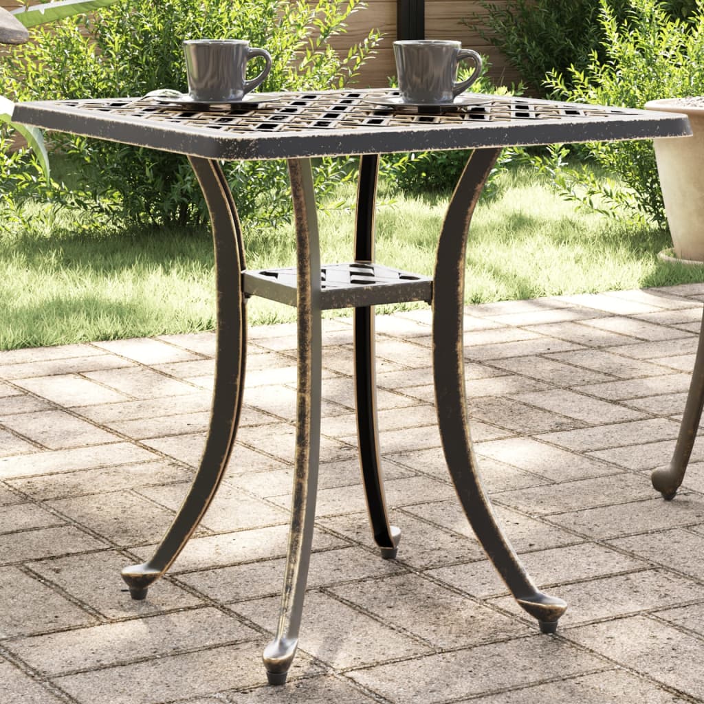 vidaXL Záhradný stôl bronzový 53x53x53 cm liaty hliník