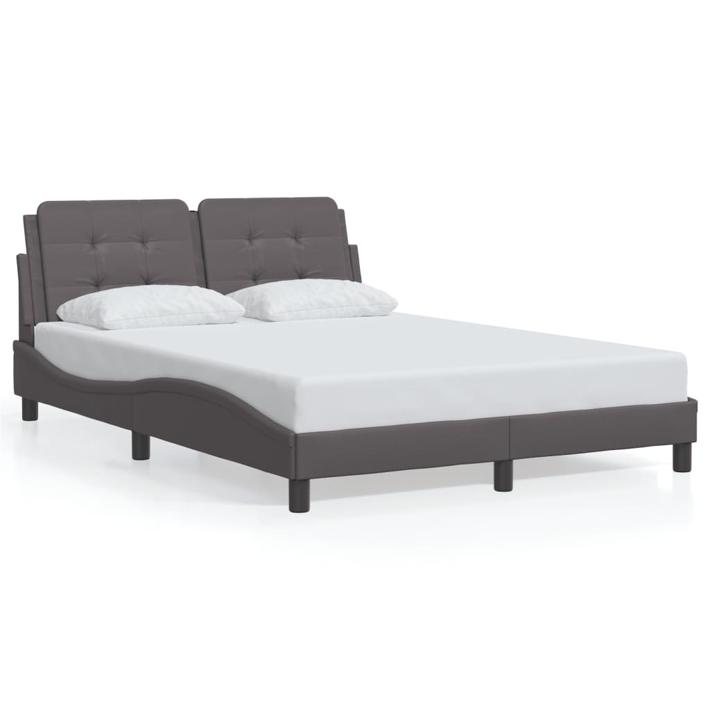vidaXL Posteľný rám s LED svetlami, sivý 120x200 cm, umelá koža