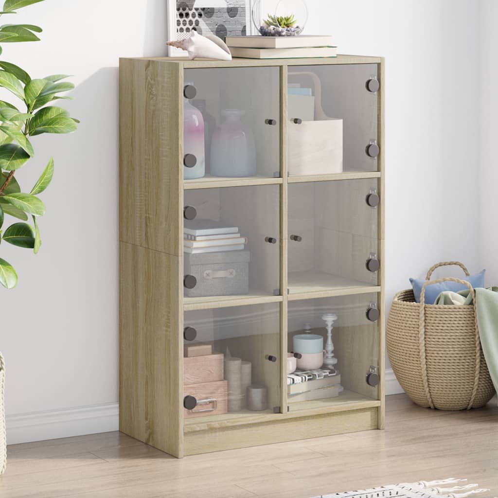 vidaXL Vysoká skrinka s dvierkami sonoma 68x37x109 cm kompozitné drevo