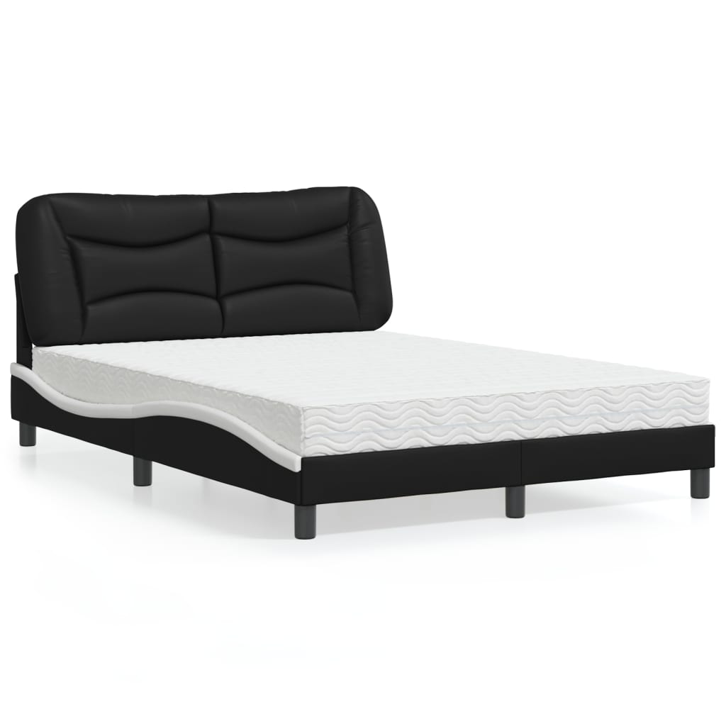 vidaXL Posteľ s matracom čierno-biela 120x200 cm umelá koža