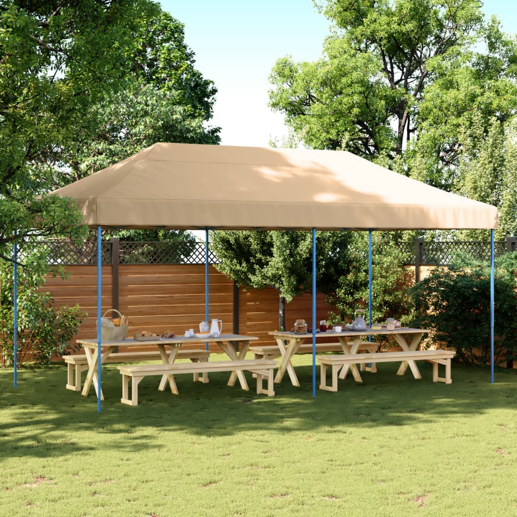 vidaXL Skladací pop-up párty stan béžový 580x292x315 cm