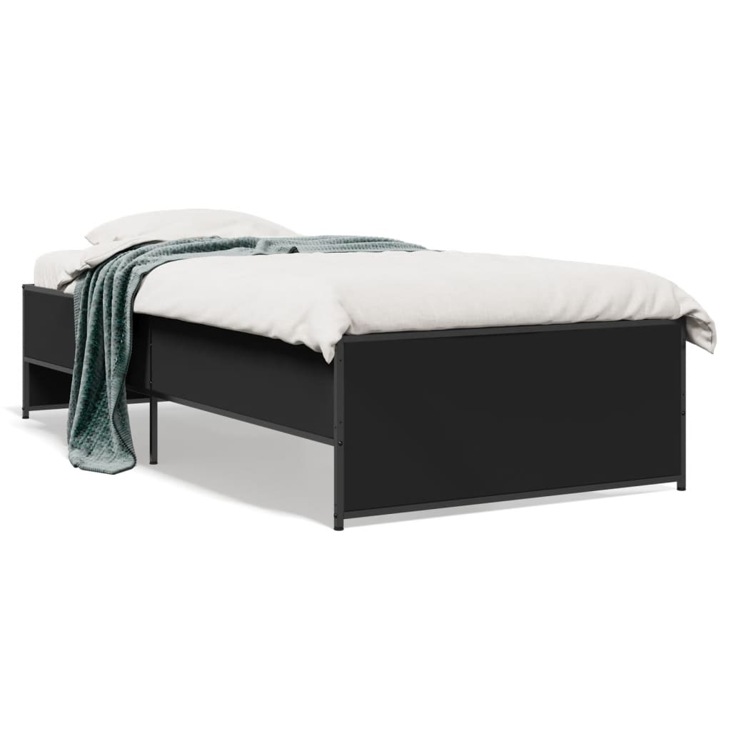vidaXL Posteľný rám čierny 90x190 cm kompozitné drevo a kov