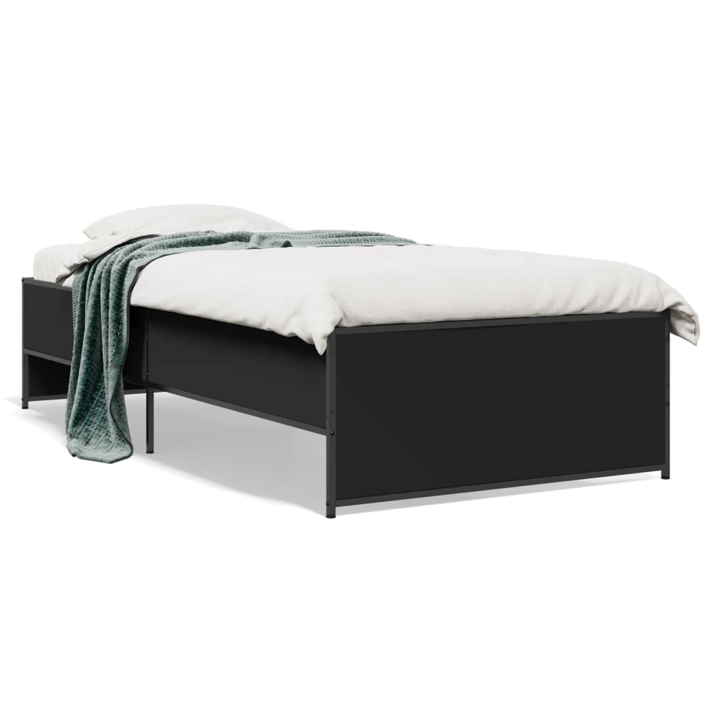 vidaXL Posteľný rám čierny 90x200 cm kompozitné drevo a kov