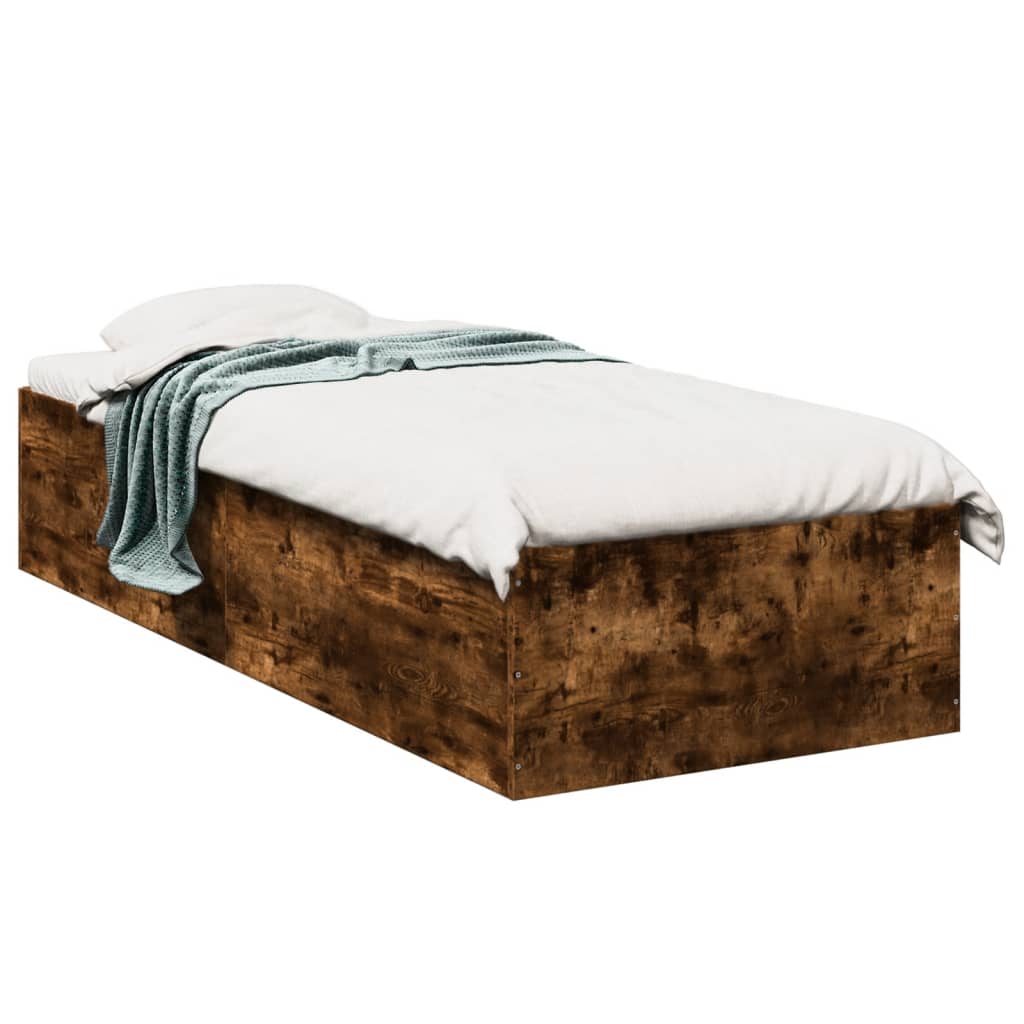 vidaXL Posteľný rám dymový dub 75x190 cm kompozitné drevo
