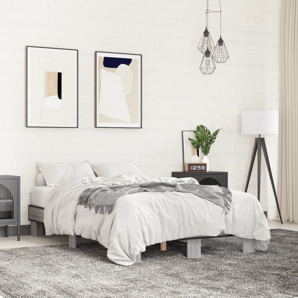 vidaXL Posteľný rám sivý sonoma 120x200 cm kompozitné drevo a kov