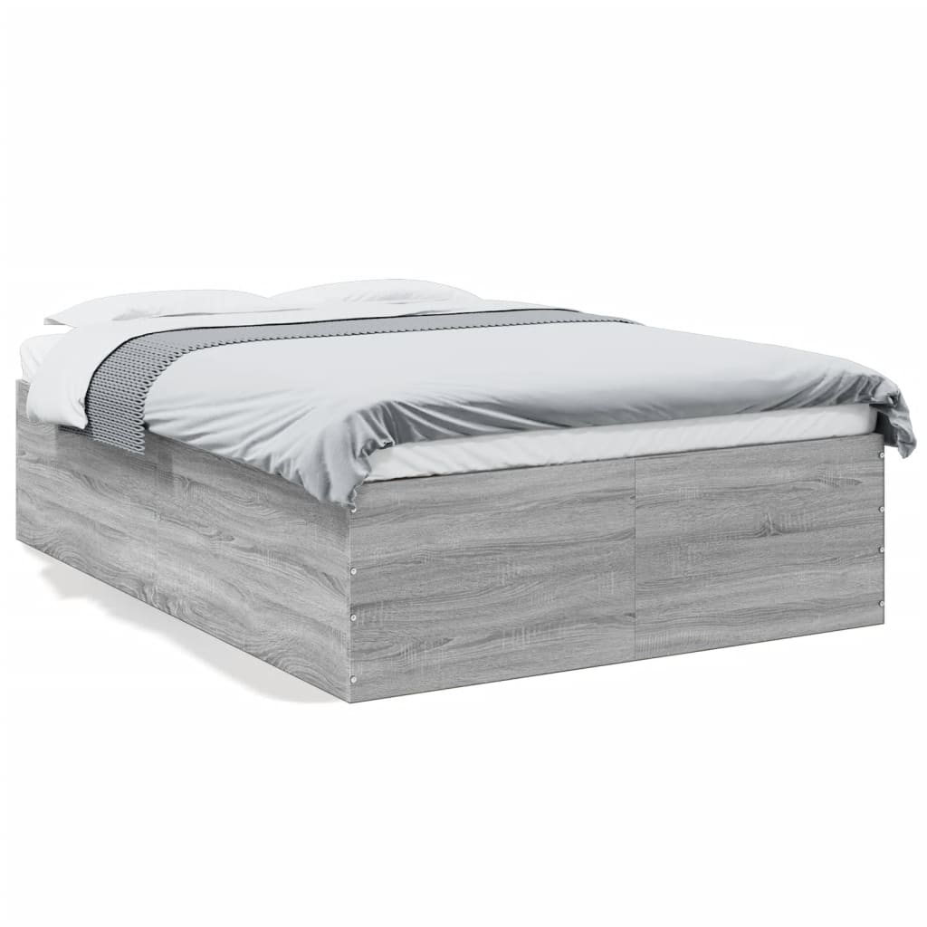 vidaXL Posteľný rám sivý dub sonoma 135x190 cm kompozitné drevo