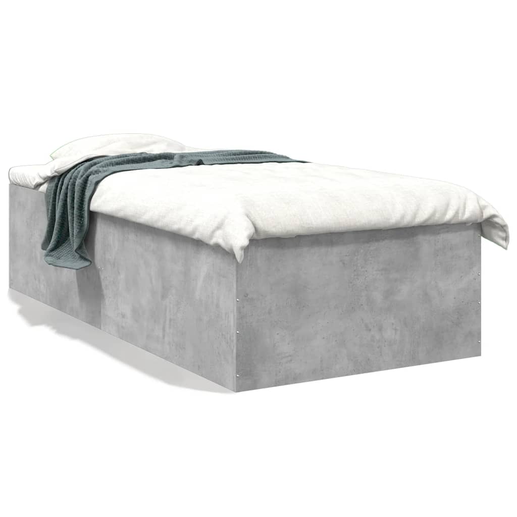 vidaXL Posteľný rám betónový sivý 75x190 cm kompozitné drevo