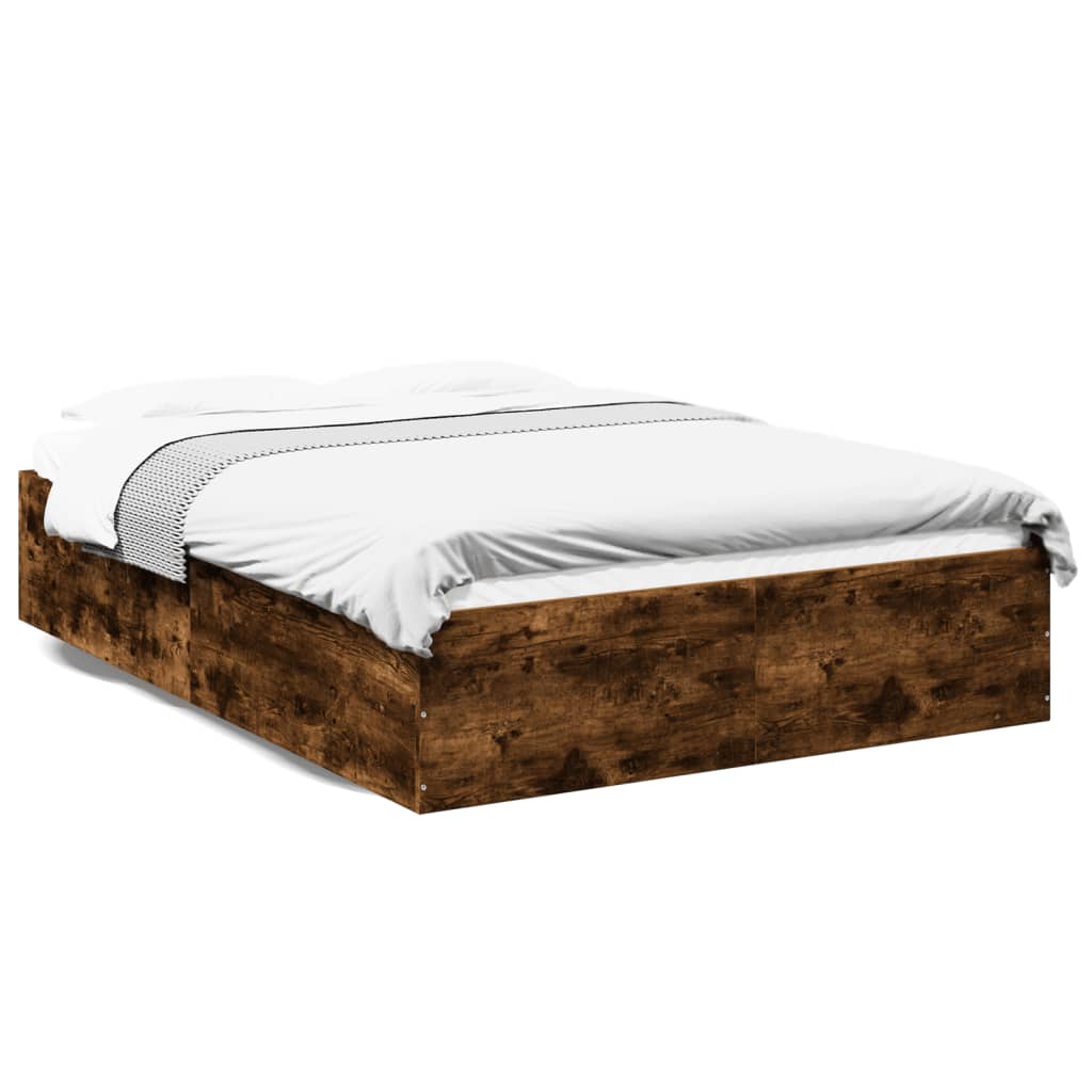 vidaXL Posteľný rám dymový dub 135x190 cm kompozitné drevo