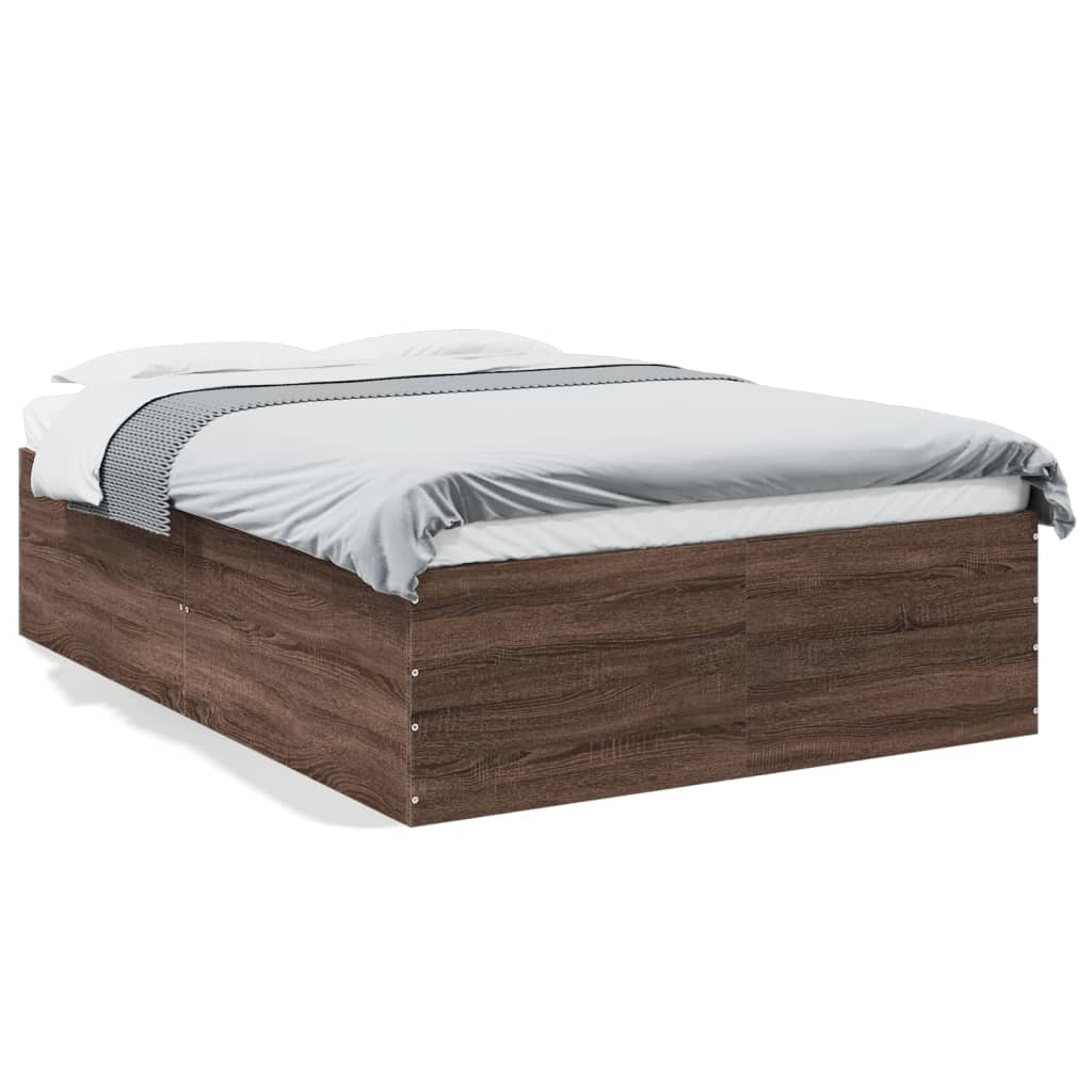 vidaXL Posteľný rám hnedý dub 135x190 cm kompozitné drevo