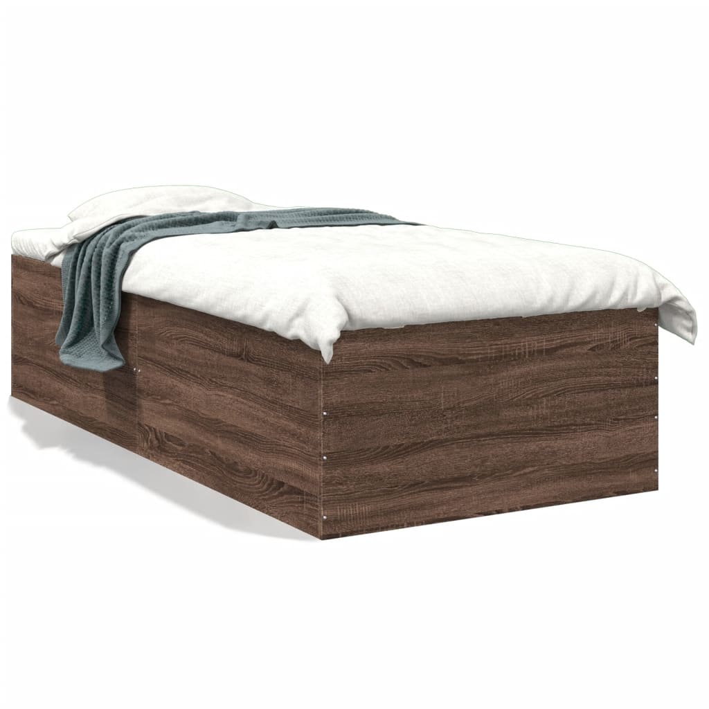 vidaXL Posteľný rám hnedý dub 90x190 cm kompozitné drevo