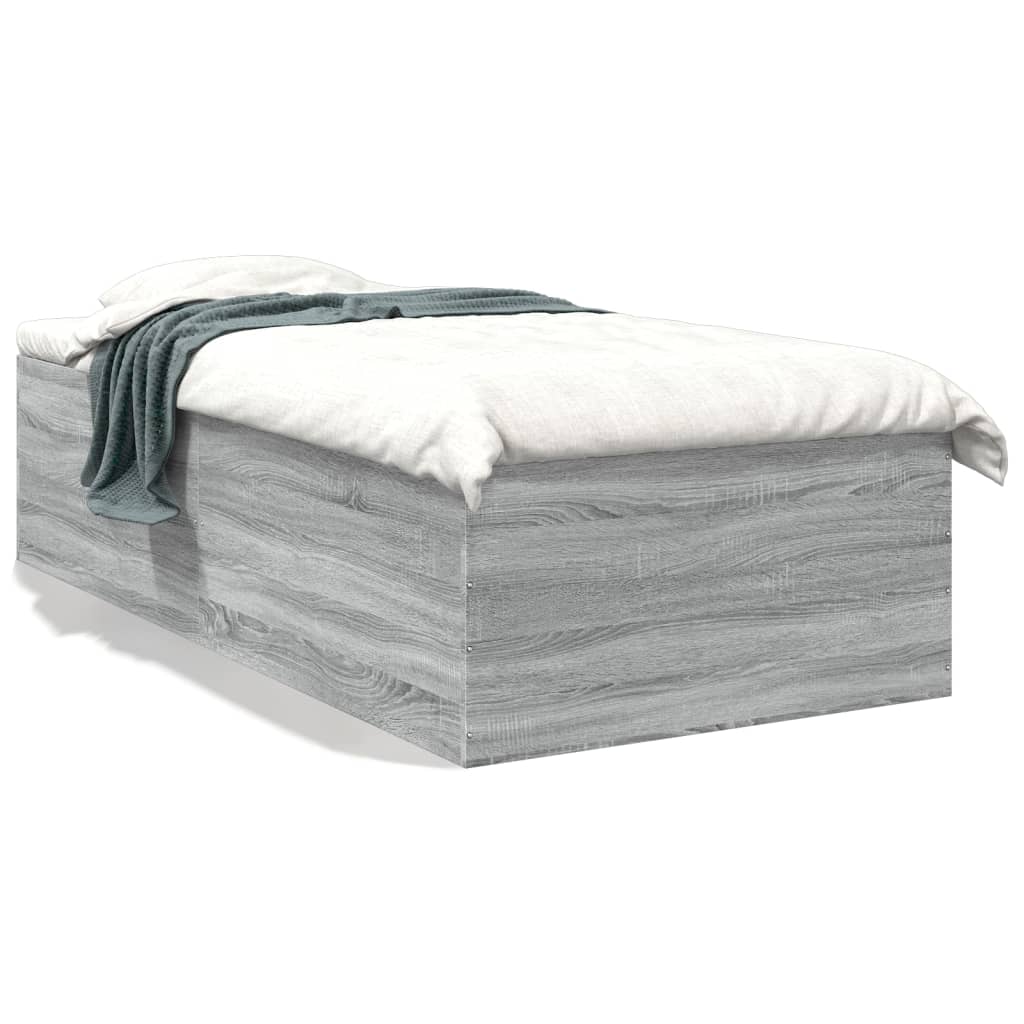 vidaXL Posteľný rám sivý dub sonoma 75x190 cm kompozitné drevo